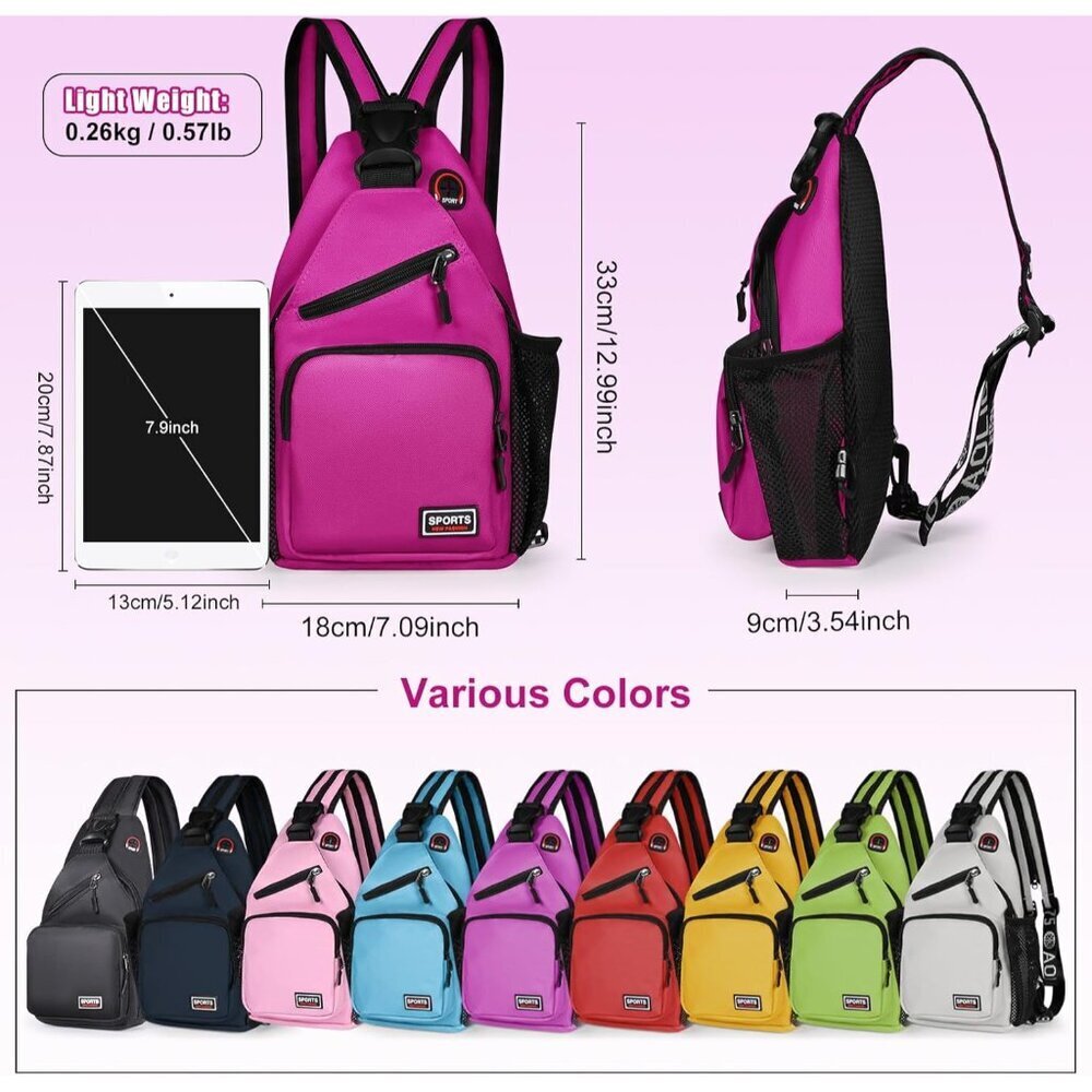 Men's & Women's Stylish Purple Crossbody Backpack - Perfect for Travel & Hiking - Picture 2 of 6